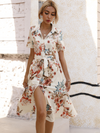 Blumenkleid – elegante midi-kleid mit bindegürtel für frauen