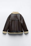 Bikerjacke - luxuriöse braune fake damenjacke