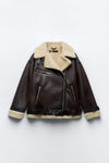 Bikerjacke - luxuriöse braune fake damenjacke