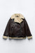 Bikerjacke - luxuriöse braune fake damenjacke