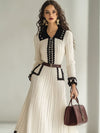 Strick-midi-kleid - zeitloses damenkleid mit gürtel
