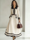Strick-midi-kleid - zeitloses damenkleid mit gürtel