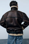 Bikerjacke - luxuriöse braune fake damenjacke