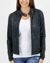 Schwarze Damen-Bikerjacke – Kunstjacke mit Reissverschluss und Taschen