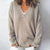 V-Ausschnitt Pullover – brauner gestrickter Damenpullover