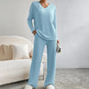 2-teilige lounge-kombination - gemütliches damen-rippstrick-pyjama-outfit