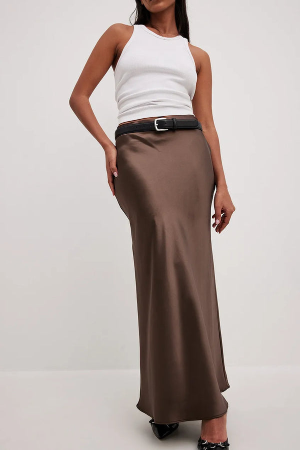 Satin maxirock - elegante damen rock mit hoher taille