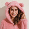 Fleece overall mit öhrli - gemütliche loungewear für damen