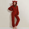 Fleece overall mit öhrli - gemütliche loungewear für damen