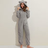 Fleece overall mit öhrli - gemütliche loungewear für damen