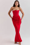 Trägerloses korsett maxi-kleid - elegante damen abendgarderobe