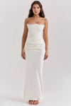 Trägerloses korsett maxi-kleid - elegante damen abendgarderobe