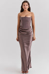 Trägerloses korsett maxi-kleid - elegante damen abendgarderobe