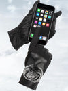 handschuhe für touchscreen - schwarze damenhandschuhe mit fell-detail
