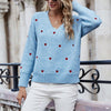 Herz-motiv pullover - sanftes blau damen strickmode