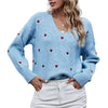 Herz-motiv pullover - sanftes blau damen strickmode