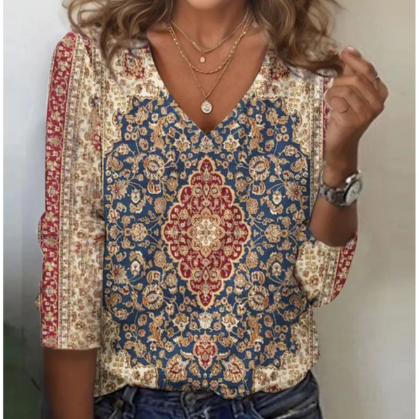 Bohemian drucktops – lässig damenoberteil mit langen ärmeln