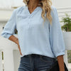Damen bluse - schicke bluse mit dreiviertelärmeln in grün für den alltag