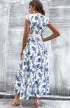 Floral dress - elegante blaue sommerkleid für damen