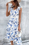 Floral dress - elegante blaue sommerkleid für damen