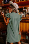 Rüschensleeve shiftkleid - mintgrün, elegante mode für jede gelegenheit