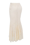 2-teilige vintage crème spitze korsett und maxi rock kombination - elegante damen ensemble