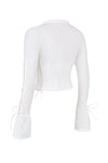 Damen weisses schnür-top - elegante, taillierte bluse