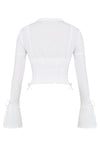 Damen weisses schnür-top - elegante, taillierte bluse