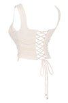 2-teilige vintage crème spitze korsett und maxi rock kombination - elegante damen ensemble