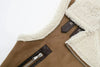 Damen braune lammfell-weste - schickes kunst-layering-teil