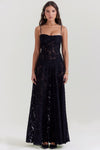 Spitzen maxi kleid - elegante schwarze abendrobe