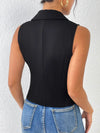 Elegante schwarze satinweste - tailliertes, ärmelloses top für frauen