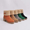 Damen Stiefeletten mit Absatz – warme Winterstiefel mit Kunstfellkragen