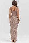 2-teiliges korsett-outfit mit spitzenrand und maxikleid - elegantes damen ensemble