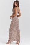 2-teiliges korsett-outfit mit spitzenrand und maxikleid - elegantes damen ensemble